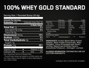 Dati delle proteine whey gold